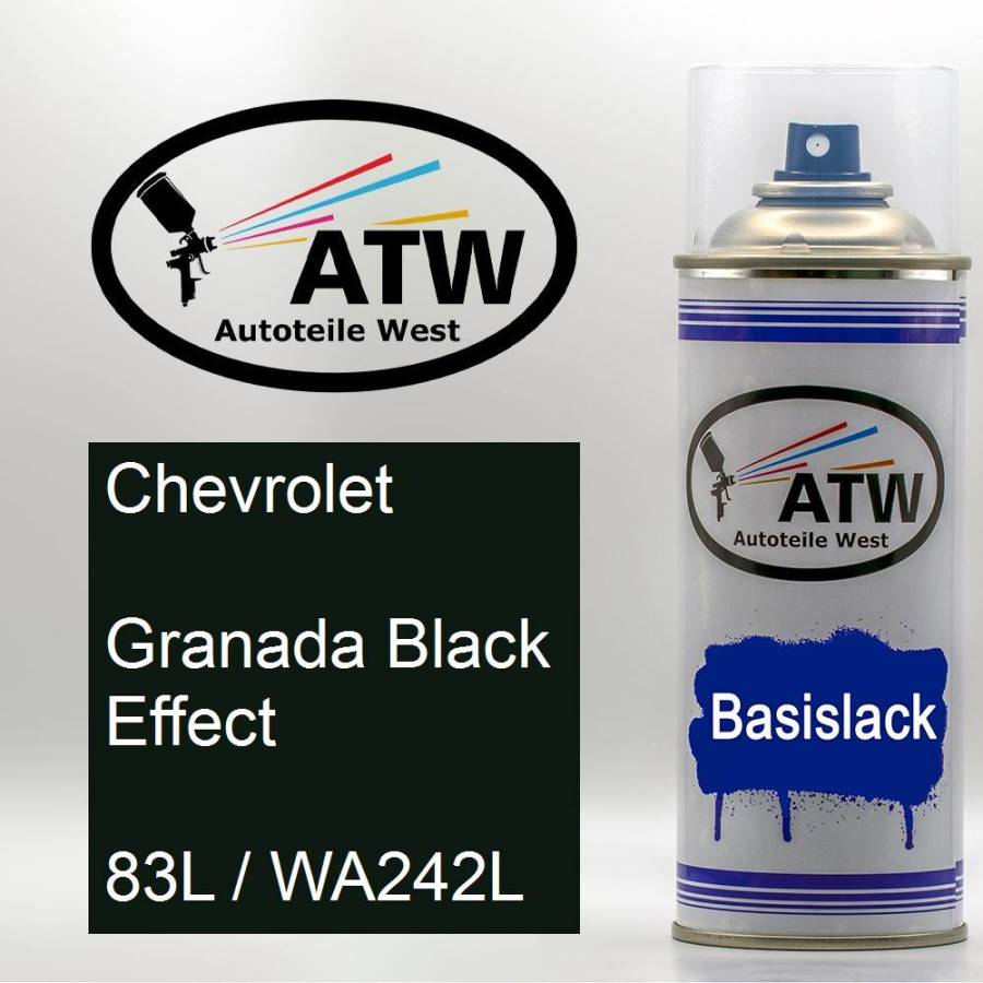 Chevrolet, Granada Black Effect, 83L / WA242L: 400ml Sprühdose, von ATW Autoteile West.